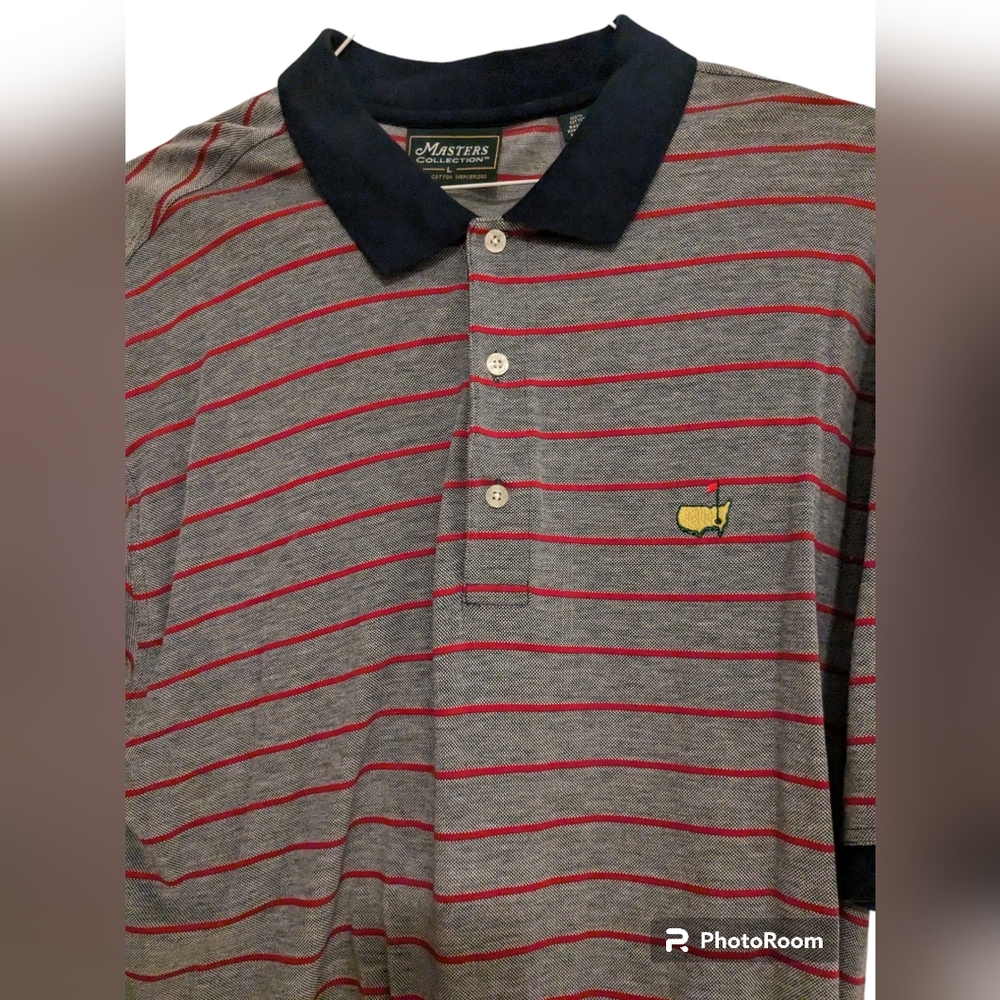 Vintage Masters Golf Polo Shirt L Blue And Red Stripes